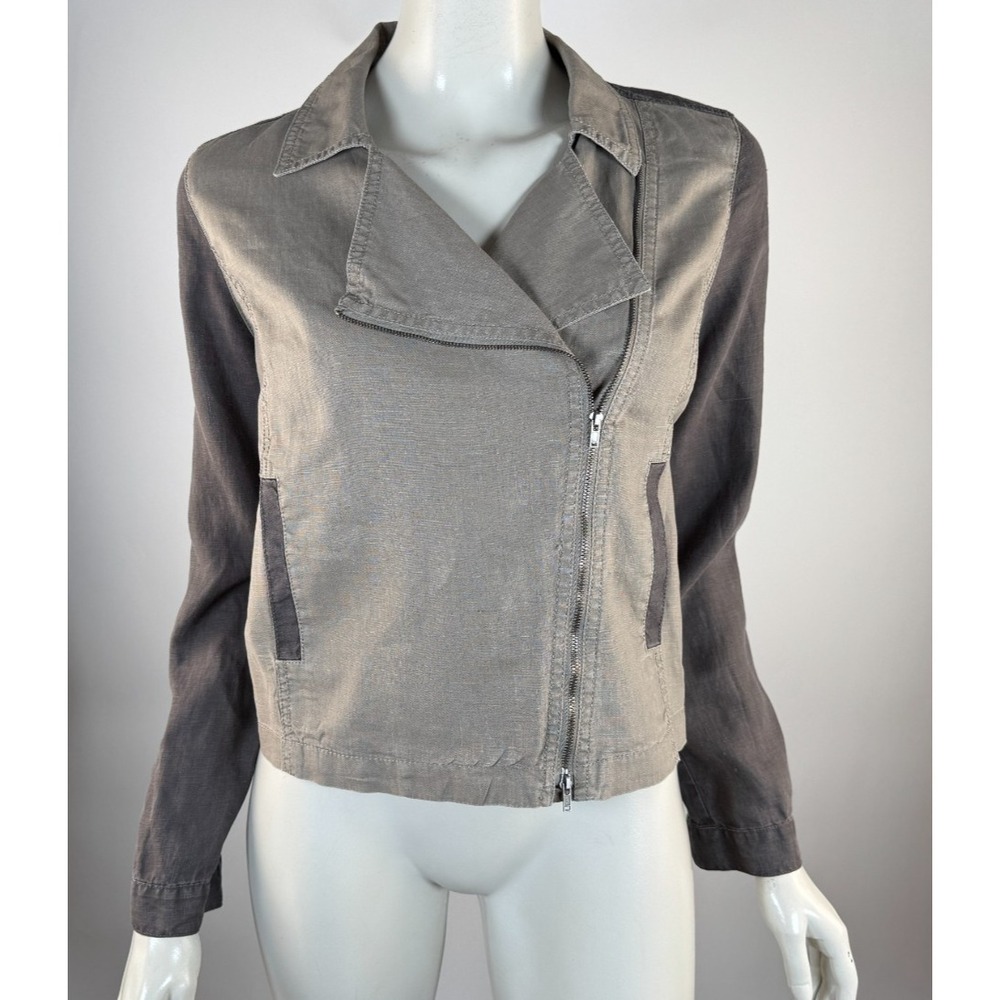 Eileen Fisher Organic Linen Moto Jacket Women S Lightweight Long Sleeve Full Zip